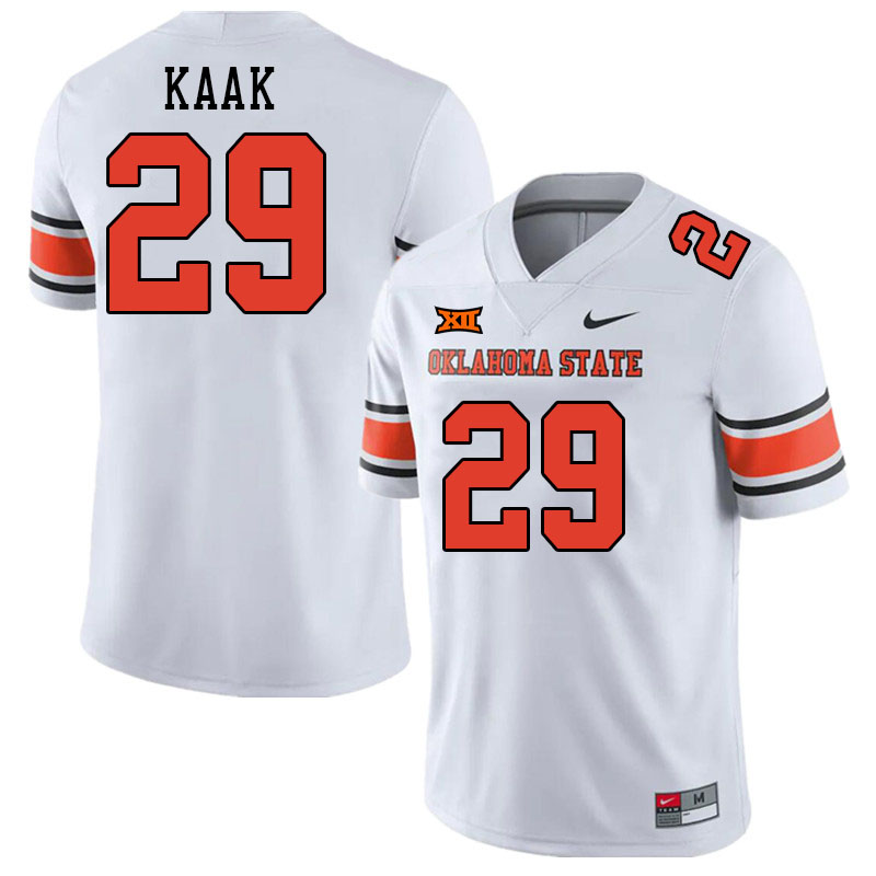 Men #29 Hudson Kaak Oklahoma State Cowboys College Football Jerseys Stitched-White - Click Image to Close